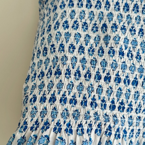 J. Crew Smocked Tie-Shoulder Tank Top, Blue and White, Size XS - Picture 8 of 16